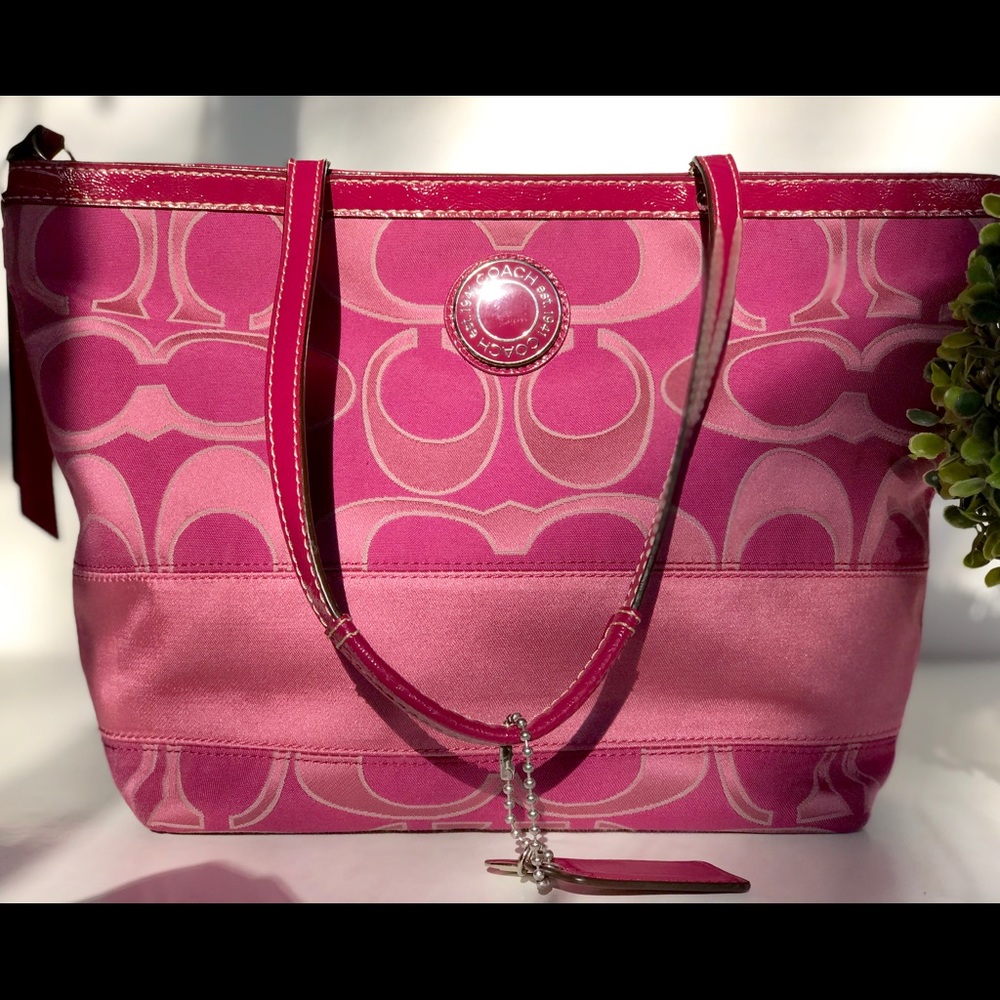 Coach Signature Stripe Outline Sateen Tote